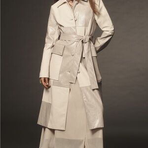 Anthropologie / Chic Beige Leather Trench Coat